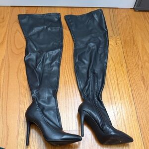 Fashion Nova Black Over the Knee High Heel Boots